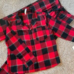 Stars Above Red and Black Plaid Pajama Set